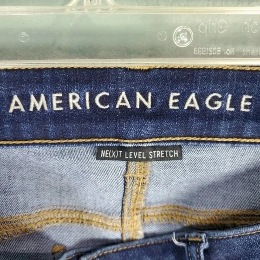 10 LONG American Eagle Womens Stretch Dark Wash Skinny Jeans S